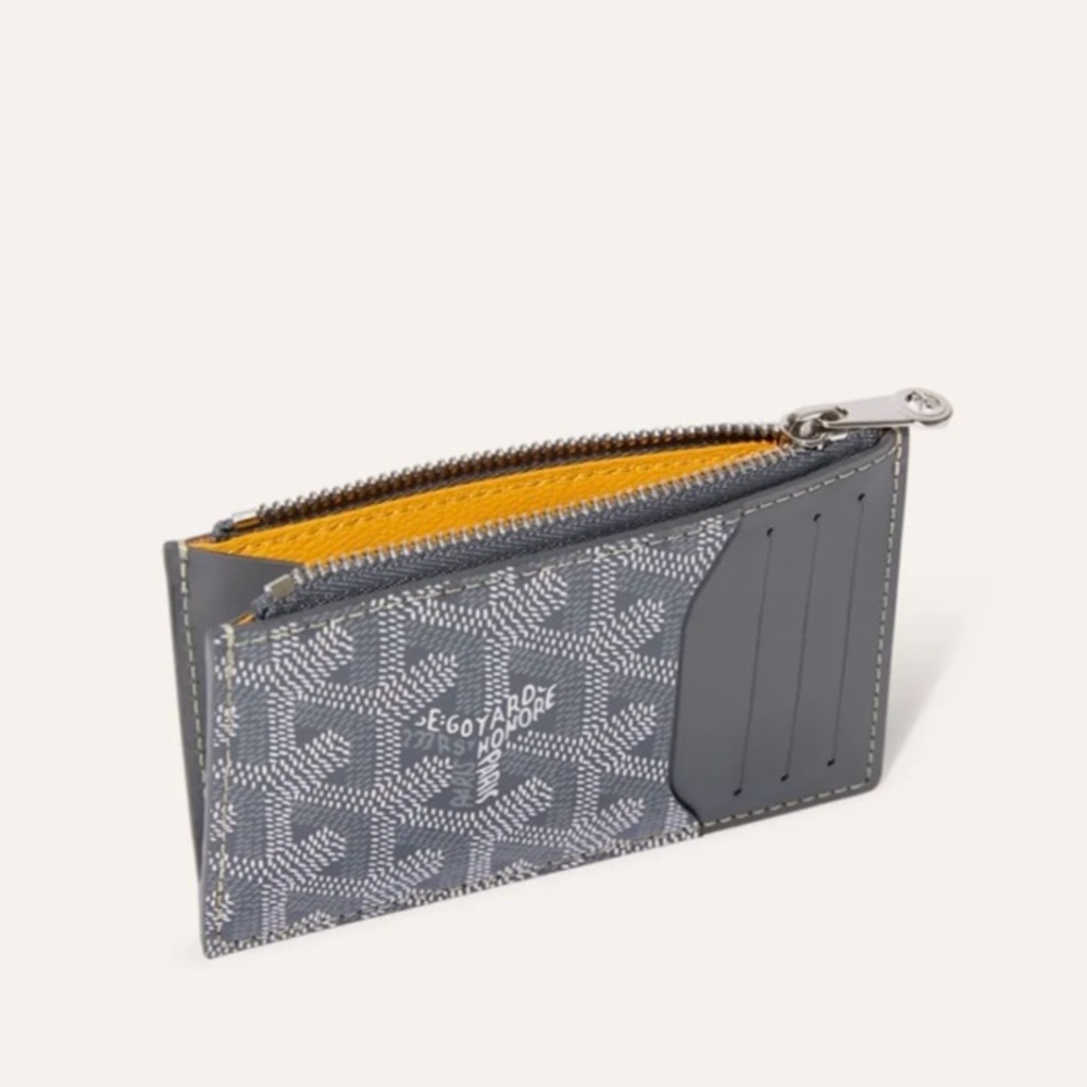 Goyard Paris Bourbon Street Zipped Card Holder in Grey Goyardine Canvas